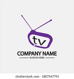 Tv Logo Design Media Technology Symbol Television,television media play logo design template vector,Emblem, Design Concept, Creative Symbol, Icon
