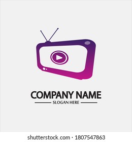 Tv Logo Design Media Technology Symbol Television,television media play logo design template vector,Emblem, Design Concept, Creative Symbol, Icon