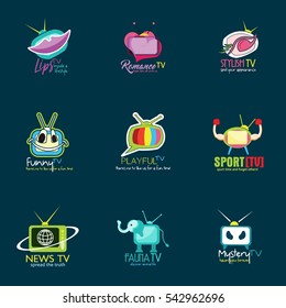 TV Logo Design Template. Flat style
