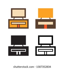 TV logo icon design in four style. Line, Glyph, Flat and Color Line style