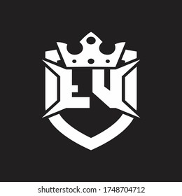 TV Logo monogram isolated with shield and crown design template