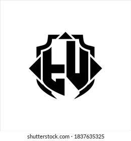 TV Logo monogram with shield line and 3 arrows shape design template on white background