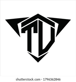 TV Logo monogram with wings arrow around design template on white background