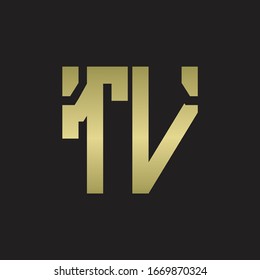 TV Logo with squere shape design template with gold colors