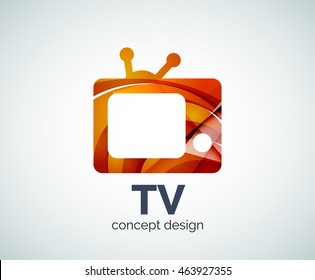 TV logo template, abstract elegant glossy business icon