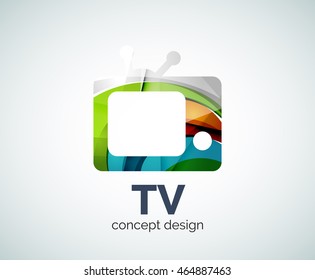 TV logo template, abstract elegant glossy business icon