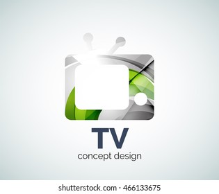 TV logo template, abstract elegant glossy business icon