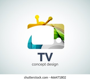 TV logo template, abstract elegant glossy business icon