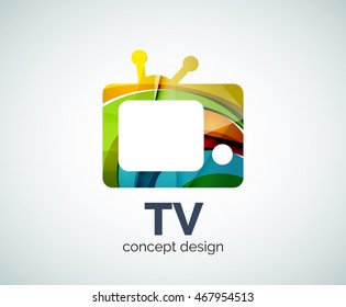 TV logo template, abstract elegant glossy business icon