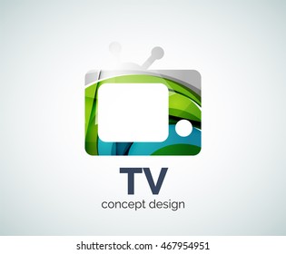 Vorlage für TV-Logo, abstraktes, elegantes Hochglanzsymbol