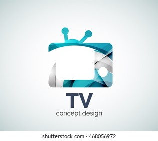 TV logo template, abstract elegant glossy business icon