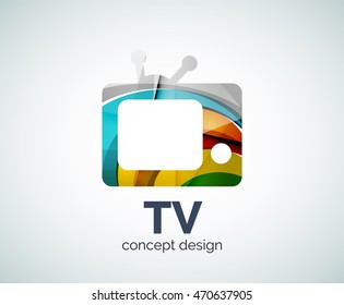 plantilla de logotipo de TV, icono abstracto elegante y brillante de negocios