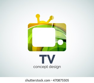 TV logo template, abstract elegant glossy business icon