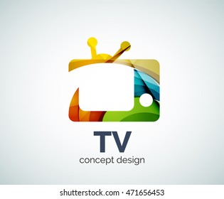 Vorlage für TV-Logo, abstraktes, elegantes Hochglanzsymbol