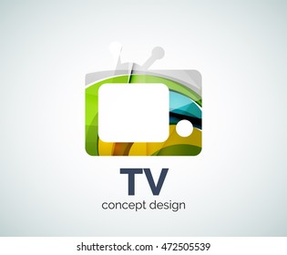 plantilla de logotipo de TV, icono abstracto elegante y brillante de negocios
