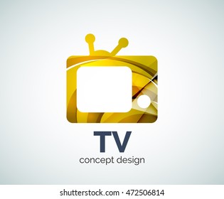 plantilla de logotipo de TV, icono abstracto elegante y brillante de negocios