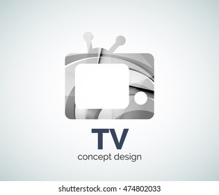 TV logo template, abstract elegant glossy business icon