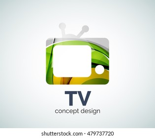 TV logo template, abstract elegant glossy business icon