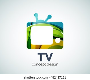 plantilla de logotipo de TV, icono abstracto elegante y brillante de negocios