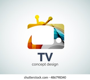 plantilla de logotipo de TV, icono abstracto elegante y brillante de negocios