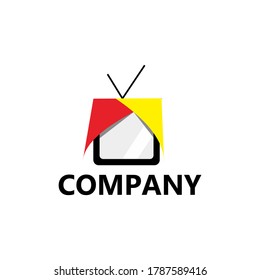 TV-Logo-Vorlage mit rotem und gelbem Stoff perfekt für Unterhaltungslogos