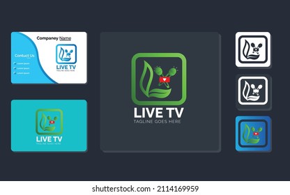 TV Logo vector. Live TV sign with  white and black background. Colorful gradient Live tv design. Label template. Vector paper illustration.