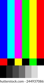 TV verliert Signal, TV-Bildschirmprüfung. Hochformat. Short Video