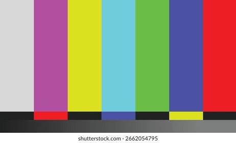 La TV pierde señal. Prueba de pantalla de TV. patrón de prueba de televisión retro. 