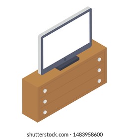Tv lounge icon isometric design.