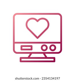 Icono de amor Tv gradiente estilo rojo blanco valentina ilustración elemento vector y símbolo perfecto.