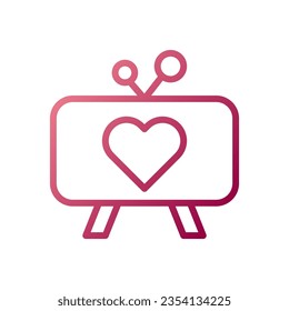 Icono de amor Tv gradiente estilo rojo blanco valentina ilustración elemento vector y símbolo perfecto.