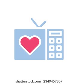 Tv love icon solid blue pink style valentine illustration vector element and symbol perfect.