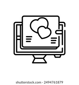 Icono de TV Love Outline, Ilustración vectorial