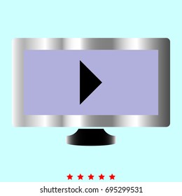 Tv with Mark playing video icon .
