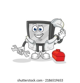 the tv mechanic cartoon. cartoon mascot vector