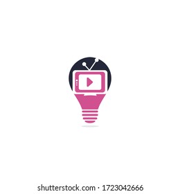 TV media bulb shape concept logo design. TV Service Logo Template Design. Television logo design	
