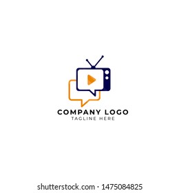 tv media communication logo vector icon ilustration, TV chat media