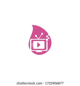 TV media drop shape concept logo design. TV Service Logo Template Design. Television logo design.	