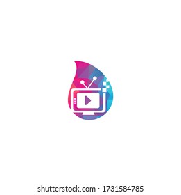 TV media drop shape concept logo design. TV Service Logo Template Design. Television logo design.