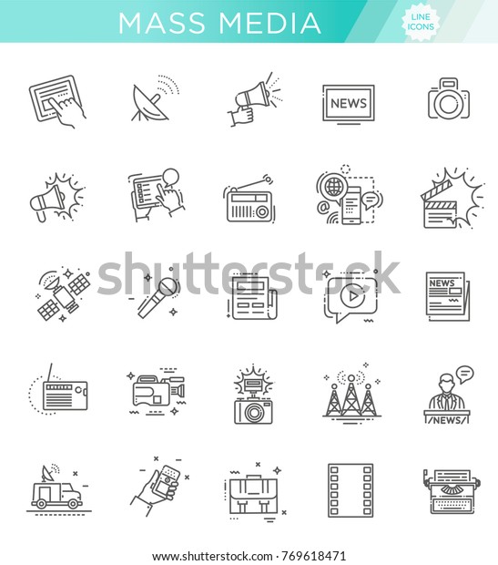 TV and media news vector\
icons set
