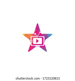 TV media star shape concept logo design. TV Service Logo Template Design. Television logo design	
