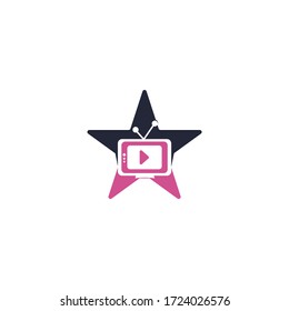 TV-Media-Star Form Logo Design. Vorlage für TV-Service-Logos Design des Fernsehlogos