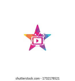 TV media star shape concept logo design. TV Service Logo Template Design. Television logo design	