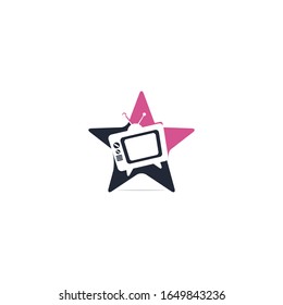 Diseño del logotipo de la estrella de medios de TV. Diseño de plantillas de logotipo de servicio de TV.