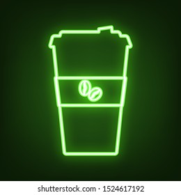 TV microphone sign illustration. Green neon icon in the dark. Blurred lightening. Illustration.