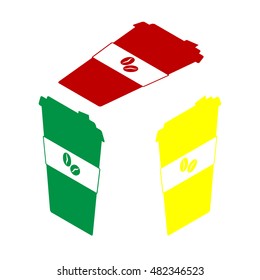 TV microphone sign illustration. Isometric style of red, green and yellow icon.