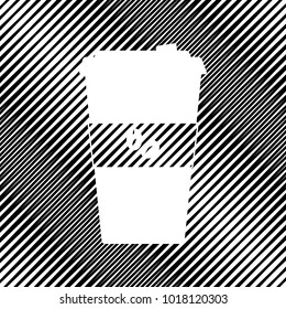 TV microphone sign illustration. Vector. Icon. Hole in moire background.
