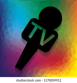 TV microphone sign illustration. Vector. Flat style black icon on white.