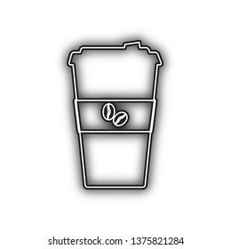 TV microphone sign illustration. Vector. Double contour black icon with soft shadow at white background. Isolated.