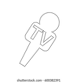 TV microphone sign illustration. Vector. Black dotted icon on white background. Isolated.